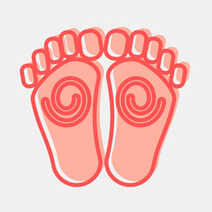 Icon buddha feet. Buddhism and vesak elements. Icon in two tone style.