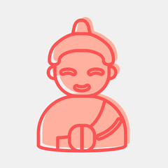 Icon buddha. Buddhism and vesak elements. Icon in two tone style.