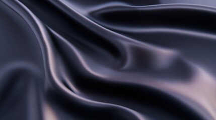 Fototapeta premium Luxurious black fabric flows smoothly, creating a beautiful interplay of light and shadow across its surface, emphasizing its texture and depth