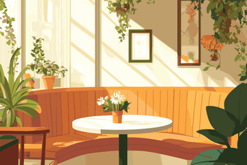 vector living room with sunlight reflection
