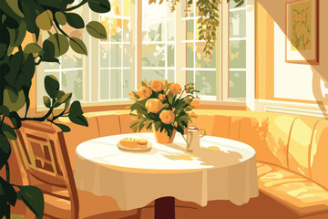 vector living room with sunlight reflection