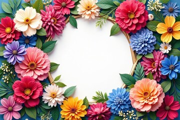 Fototapeta premium Intricate floral bouquet within a hexagonal frame , stylish, vibrant