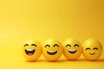 Fototapeta premium emoji faces showing joy, love, laughter, yellow theme, vector concept