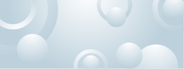 White circles and spheres on a light blue background. Abstract geometric design for modern and minimalistic graphic projects and backgrounds.