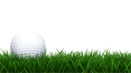 Realistic Illustration Of White Golf Ball In Green Pixelated Grass With Transparent Background