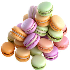 Obraz premium Colorful macarons stacked showing various flavors of French pastry desserts PNG On Transparent Background