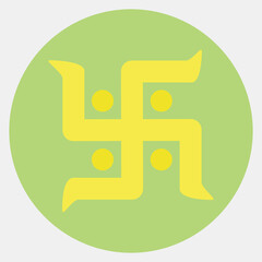 Icon swastika. Buddhism and vesak elements. Icon in color mate style.