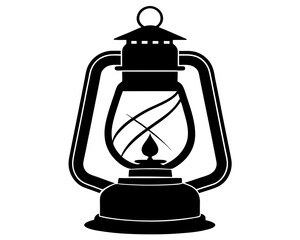 Old Lantern Kerosene Lamp Silhouette SVG | Vintage Camping Lamp Vector