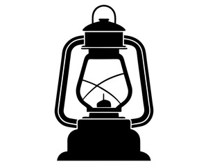 Old Lantern Kerosene Lamp Silhouette SVG | Vintage Camping Lamp Vector