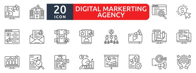 Digital marketing agency icon sheet