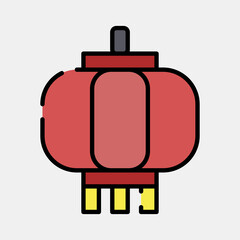 Icon lantern. Buddhism and vesak elements. Icon in filled line style.