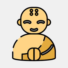Icon monk. Buddhism and vesak elements. Icon in filled line style.