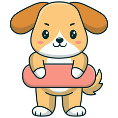 Cute Baby Dog Cartoon Character. Isolated on White Background.