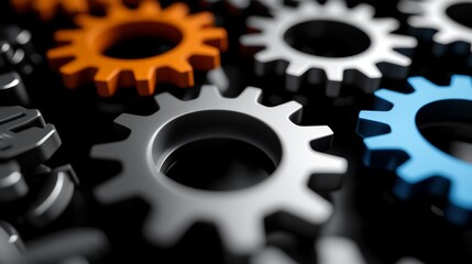 Collection of colorful gears representing mechanics and engineering innovations.