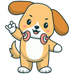 Cute Baby Dog Cartoon Character. Isolated on White Background.