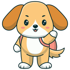 Cute Baby Dog Cartoon Character. Isolated on White Background.