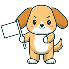 Cute Baby Dog Cartoon Character. Isolated on White Background.