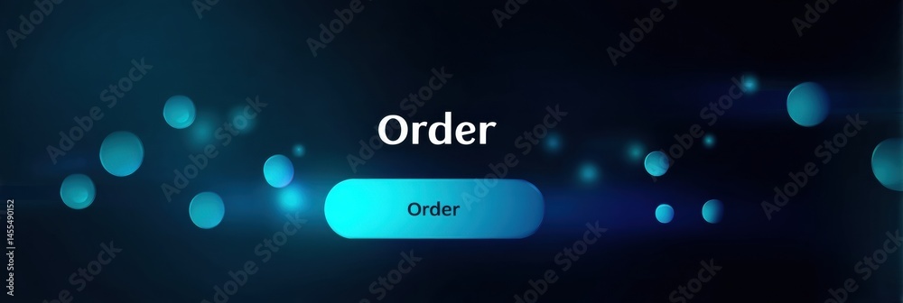 Aufkleber Bright Order Button Against Minimal Blue Background With Glowing Effect Generative AI