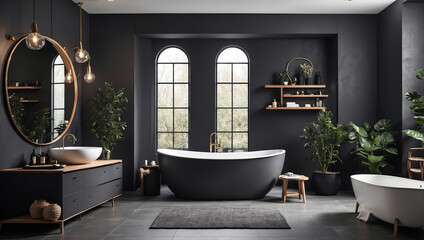 Stylish Dark Grey Bathroom Wall with Modern Design Elements