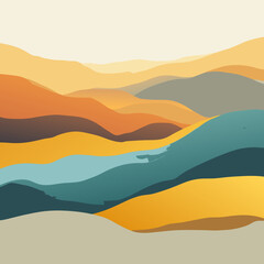 Abstract Desert Landscapes – Colorful Minimal Mountain & Horizon Art