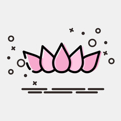 Icon lotus. Buddhism and vesak elements. Icon in MBE style.