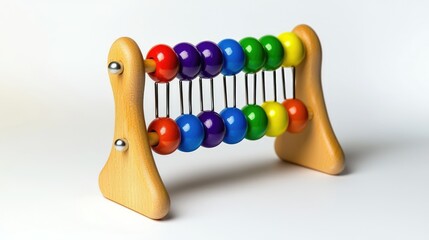 A vibrant, multicolored abacus on a white background for educational purposes.