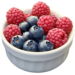 Bowl mixed berries blueberries raspberries fresh fruit healthy sweet snack PNG On Transparent Background