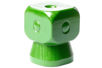 Realistic 3D Illustration Of A Green Dice On Transparent Background