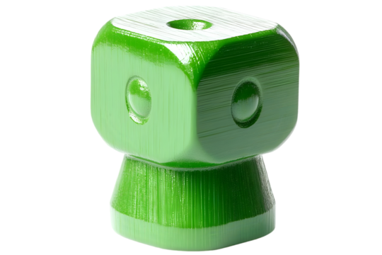 Realistic 3D Illustration Of A Green Dice On Transparent Background - Powered by Adobe
