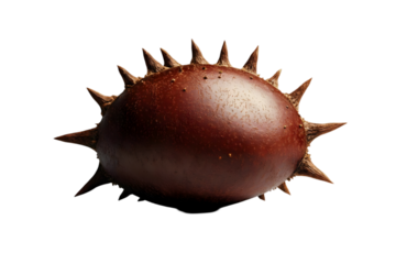 Realistic Chestnut Isolated on Transparent Background Photo Detail View