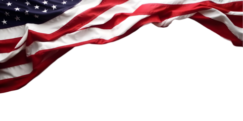 Realistic Image Of American Flag Waving Red White And Blue Colors With Transparent Background