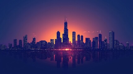 Obraz premium City skyline at sunset