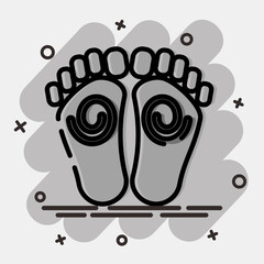 Icon buddha feet. Buddhism and vesak elements. Icon in comic style.