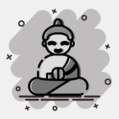Icon meditation. Buddhism and vesak elements. Icon in comic style.