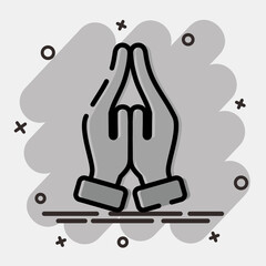 Icon prayer. Buddhism and vesak elements. Icon in comic style.