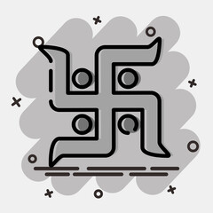 Icon swastika. Buddhism and vesak elements. Icon in comic style.