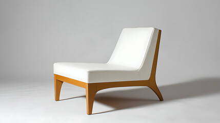 A white chair with a wooden frame
