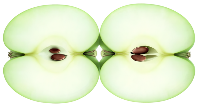 Sliced Green Apple Photo Isolated on Transparent Background