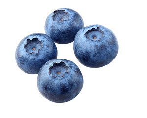 Fresh blueberries are vibrant, round fruits known for their rich color and sweet flavor, perfect for healthy snacks and desserts, Isolated cutout on a transparent background
