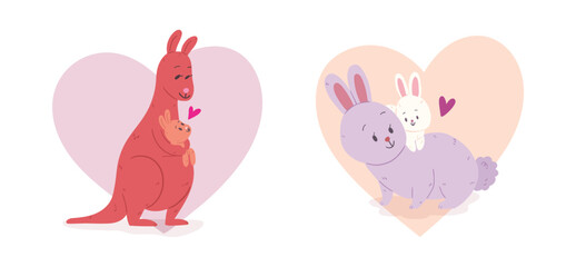 Hand drawn valentines day animal couple