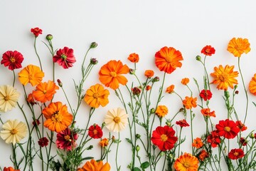 Fototapeta premium Colorful floral arrangement on a white background.
