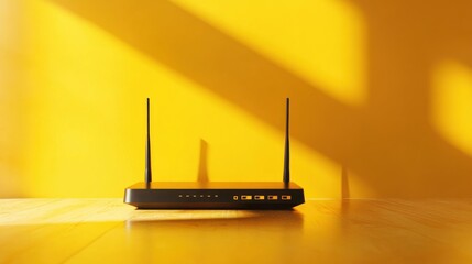 Modern router on wooden surface