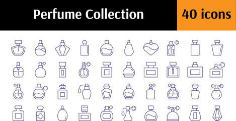Perfume Line Icon Set. Minimalistic Linear Pictogram for Web and Graphic Design, Apps, Banners, Social Network and Cards