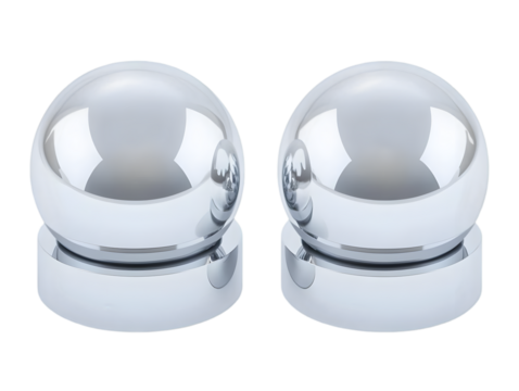 Shiny Chrome Spheres Isolated On Transparent Background An Abstract 3D Illustration