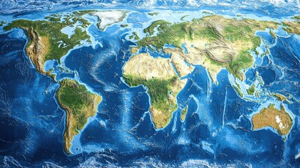 World Map Highlighting Major