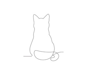 One continuous line drawing of aesthethic cute cat. single line of cute pet concept. editable stroke illustration