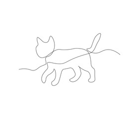 One continuous line drawing of aesthethic cute cat. single line of cute pet concept. editable stroke illustration