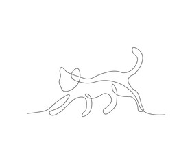 One continuous line drawing of aesthethic cute cat. single line of cute pet concept. editable stroke illustration