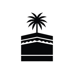 Minimal Kaaba Palm Tree Vector Art