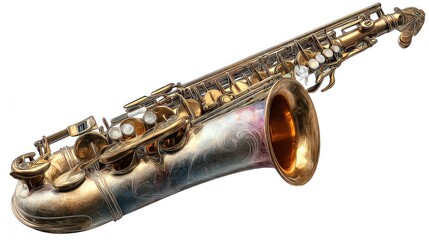 Obraz premium Golden Saxophone with Intricate Details and Vibrant Colors